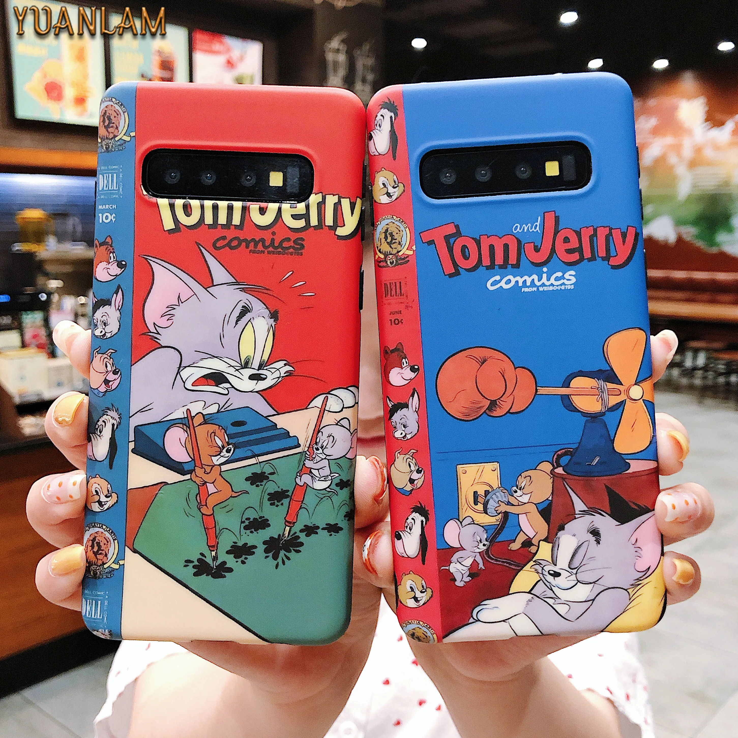 

Cartoon Tom and Jerry Case For Samsung galaxy S10 plus S10e S9 s8 plud note8 Case Silicon cat and mouse Soft imd Case funda capa