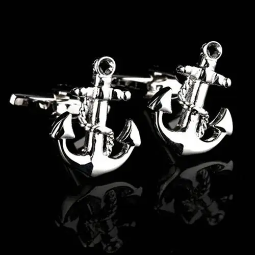 Men's Silver Anchor Wheel Stainless Steel Cufflinks Wedding Groom Shirt Cuff Links Wedding Business Cufflink Wholesale