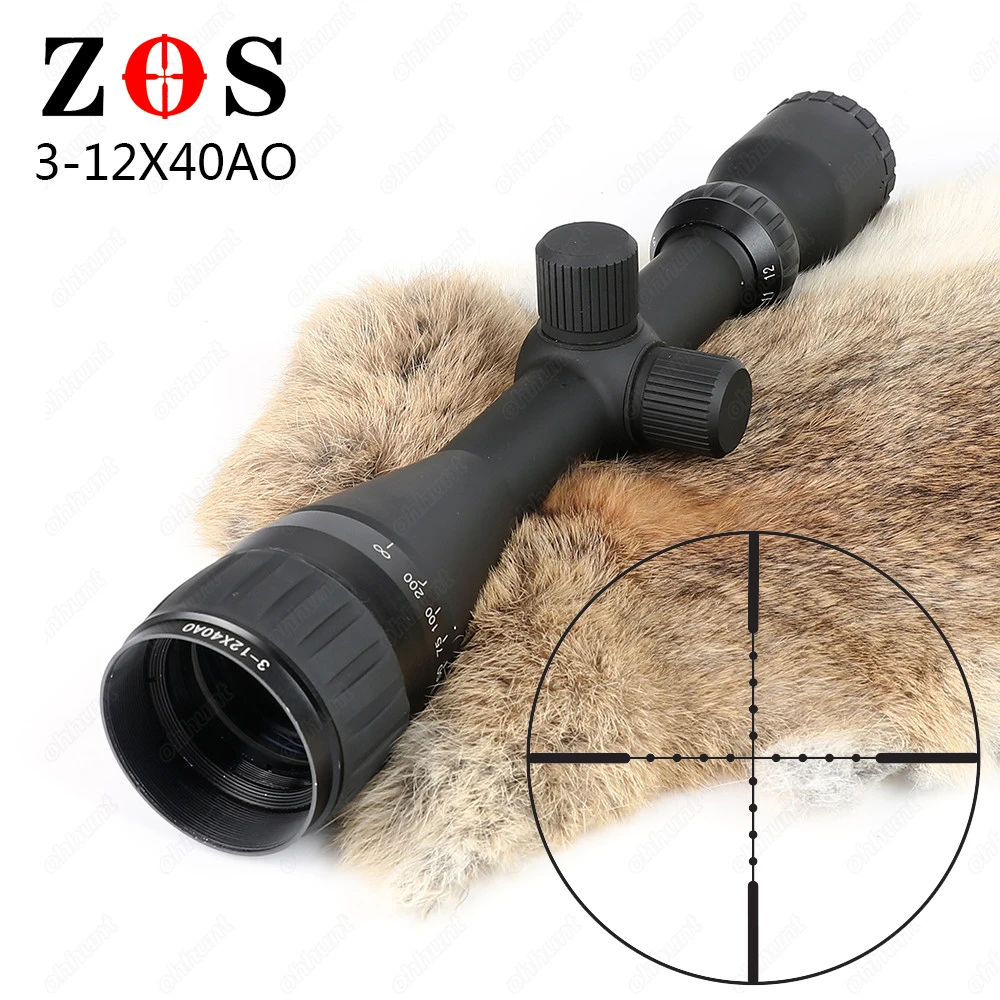 ZOS 3 12x40 AO Mil Dot Riflescope Классический тактический оптический прицел для охотничьей