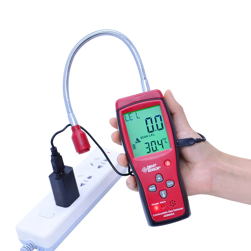  AS8800A Combustible Natural Portable Gas Leak Location Determine Analyzer Tester Sound Light Alarm 