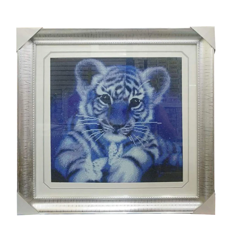 5D Diy Алмазная вышивка крестиком белый тигр круглая Алмазная мозаика Алмазная вышивка животные Домашние картины хобби ремесла
