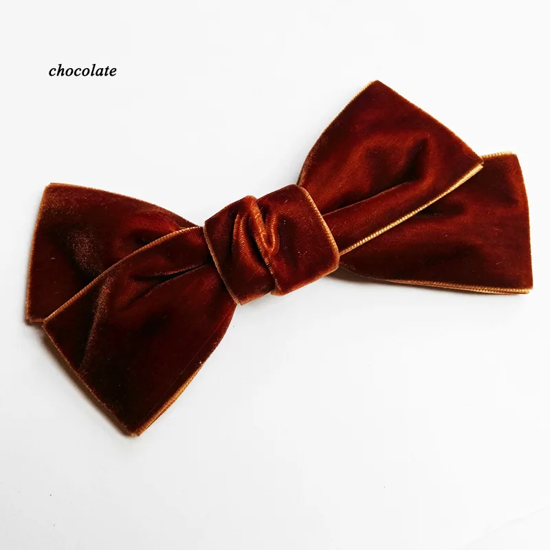 chocolate 12 шт., разноцветные бархатные банты для волос, элегантные женские аксессуары для волос, заколки для волос ручной работы, заколки для волос для женщин - Цвет: chocolate
