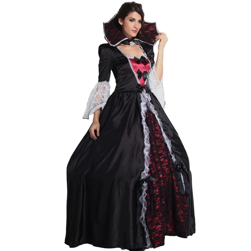 

Deluxe Mediaeval Women Vampier Countess Costume Halloween Party Carnival Fantasia Cosplay Fancy Dress