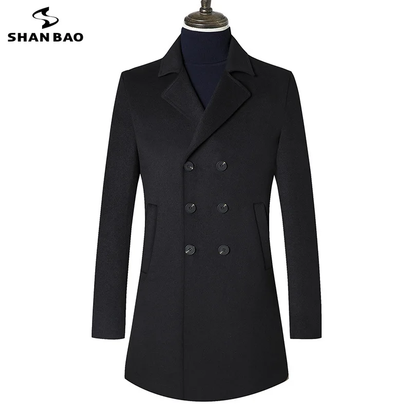 

2018 autumn and winter new style solid color coat luxury wool warm hair business casual men's long wool coat camel gray black