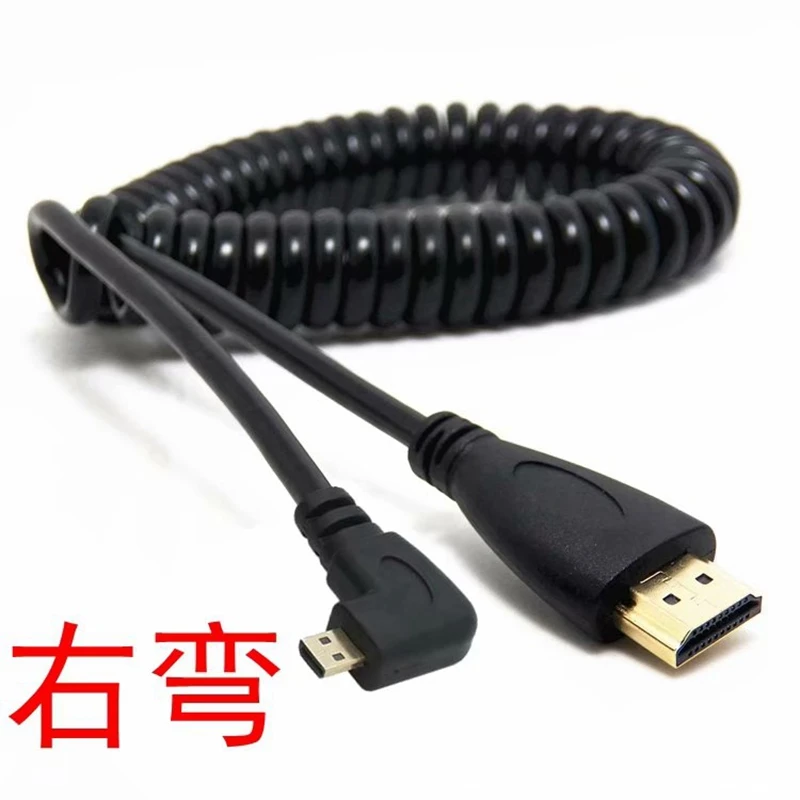 HDMI под прямым углом Mini HDMI пружинный изогнутый гибкий кабель V1.4 DSLR 0,5 M/1,5 M