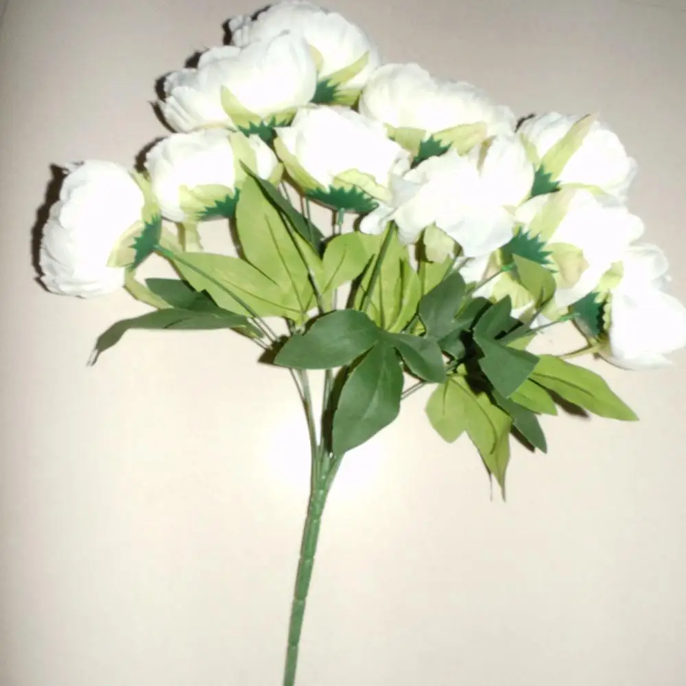 8 головок 1 бутик Шелковый Искусственный Пион розы цветы украшение дома праздничные вечерние цветы свадебный подарок цветок-2301173 - Цвет: white