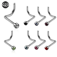 Piercings de Nez en titane G23, 1 pièce, avec vis en cristal, anneau de Nez, clous de Nez, anneaux Nariz, bijoux pour le corps