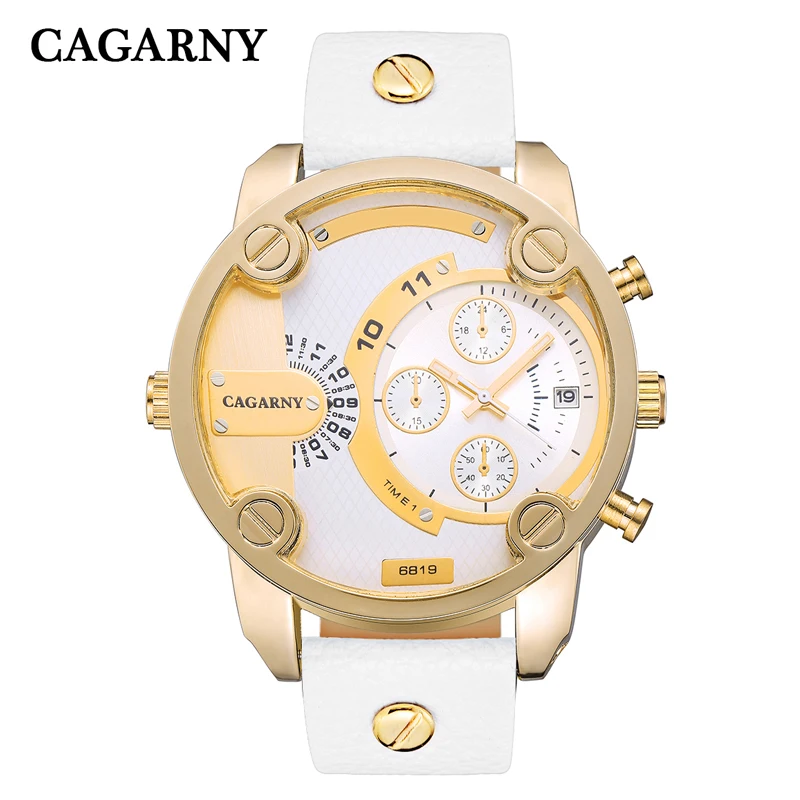 top luxury brand cagarny dz military watch for men rose gold case leather strap men's quartz watches free shipping 2019 (4)