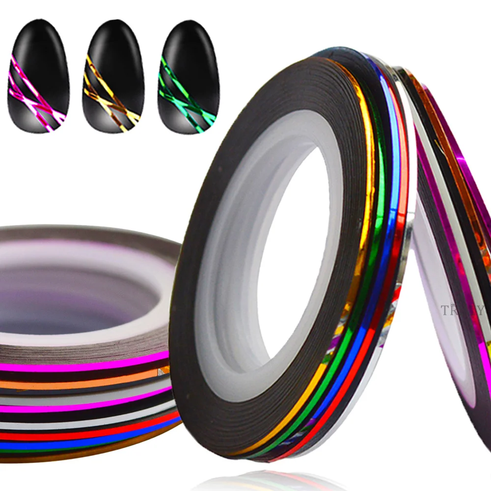 1pcs Lot 1mm Mixed Color Rolls font b Nail b font Art Striping Tape Line Sticker