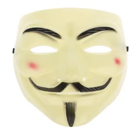 Фильм V тема стиль маска Anonymous Guy Fawkes лицо маски для Хэллоуина Косплей - Цвет: Светло-желтый