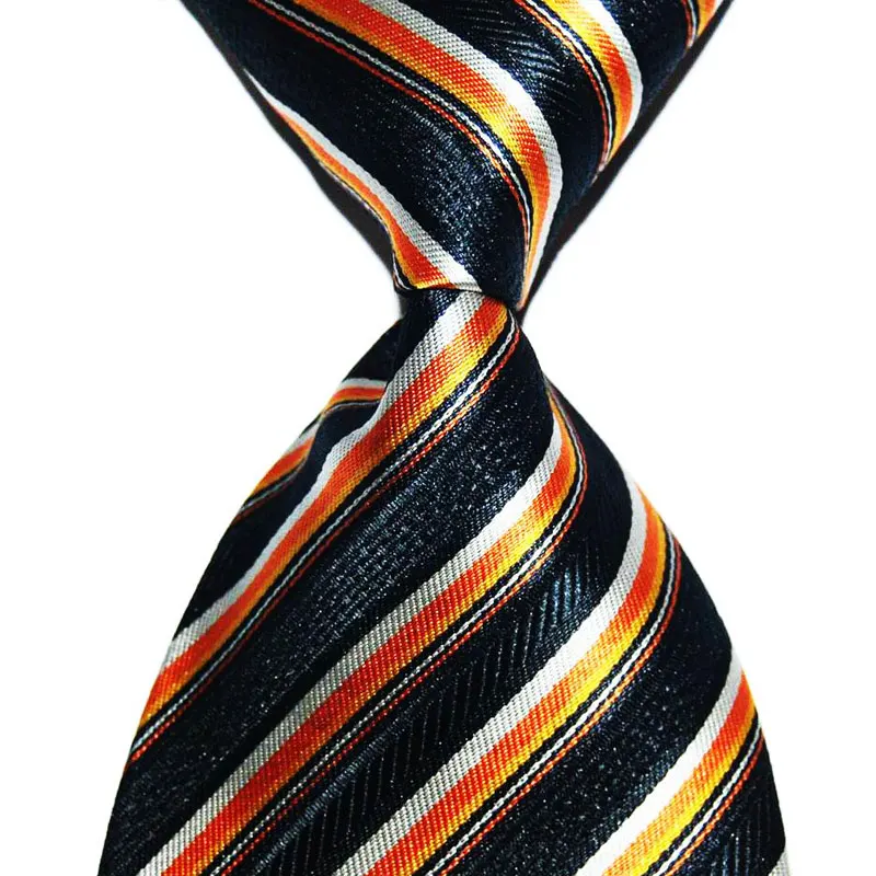 Полосатый галстук, подарок для мужчин, шелковые галстуки, золотые, 10 см ширина, модные жаккардовые, тканые, официальная одежда, деловой, Свадебный, вечерний костюм, Рождество - Цвет: GINGER