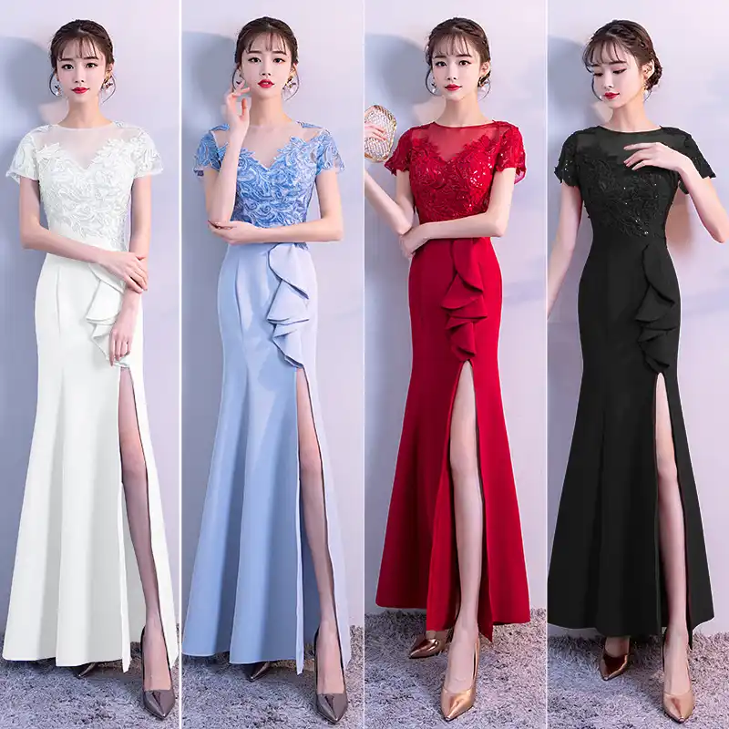 Vestido De Novia Tradicional Chino Sexy De Manga Corta Para Boda Qipao Para Mujer Cheongsam Largo Rojo Para Fiesta Oriental De Una Pieza Aliexpress