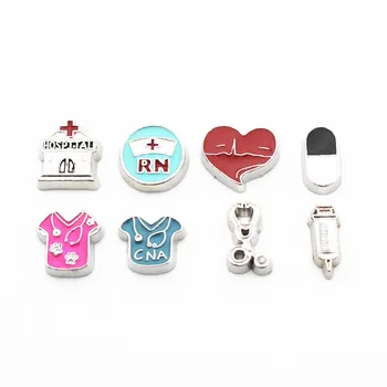 

Mixs 10pcs Metal Enamel Many Style Medical Floating Charms For Living Glass Memory Lockets Necklace Bracelet Jewelry