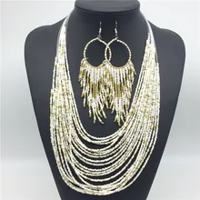Счастливый женский Красивый Национальный Ветер серьги бусы ожерелье длинные серьги ожерелье Хорошее горячая Распродажа ювелирный набор