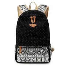 2016 Vintage Stylish Ladies Bag Backpack Ethnic Women Backpack for School Teenagers Girls Female Blue Dotted Printing Mochila