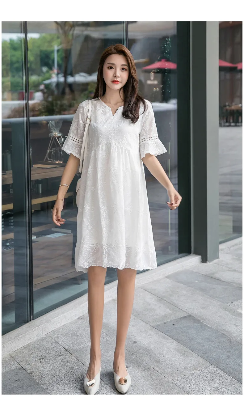 Sundress for pregnant women high waist Slim  lace skirt maternity dress two-piece Summer maternity clothes (15)