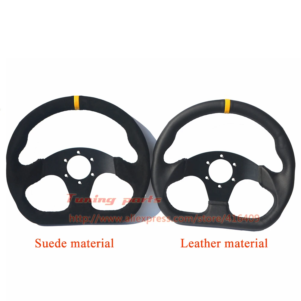 

Yellow Stripe Suede Leather Steering Wheel Flat Bottom D Shape Car Steering Wheel 325mm Game Steering Wheel
