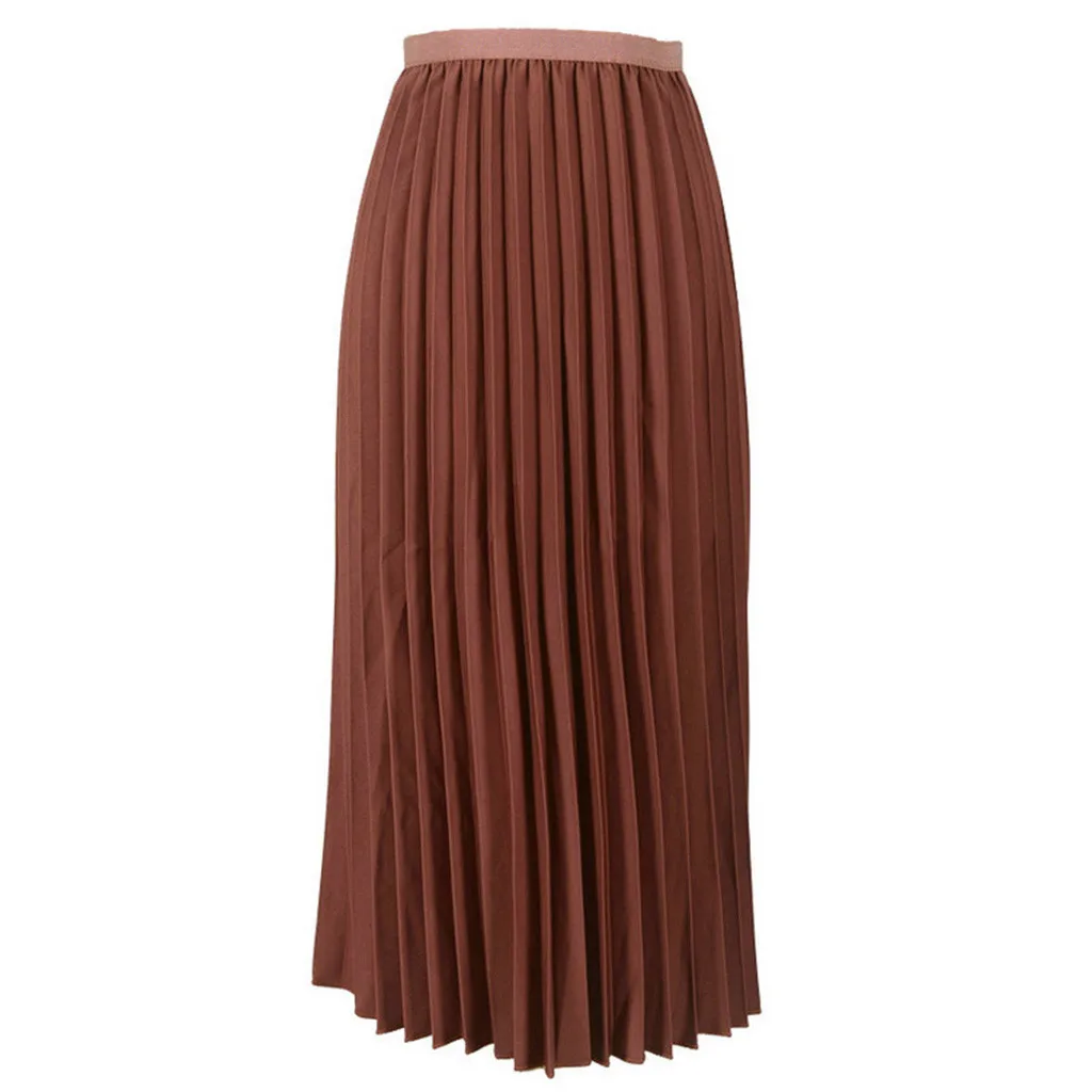 KLV летняя Новейшая модная женская однотонная плиссированная юбка темно-синяя черная юбка с эластичной резинкой на талии D4