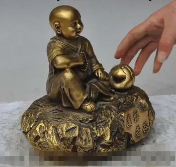 

S1892 8" chinese buddhism brass Buddhist monk seng buddha Recite scriptures statue