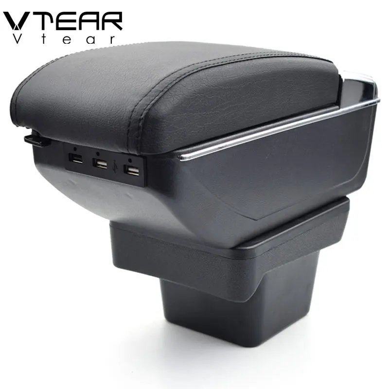 

Vtear For VW Touran armrest box USB Charging heighten Double layer central Store content cup holder ashtray accessories 16-18