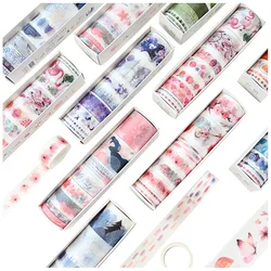 Washi – bande adhésive pour décoration florale, 8 pièces, décoration pour Scrapbooking, large, Sakura 