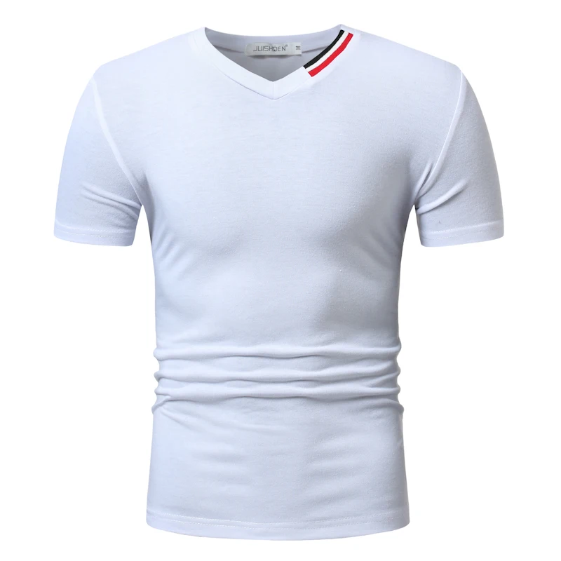 

2019 Summer High quality Brand Men T shirt Casual Short sleeve V-neck Fashion Printed Cotton Tshirt Man Tee Shirt M-3XL MTS1