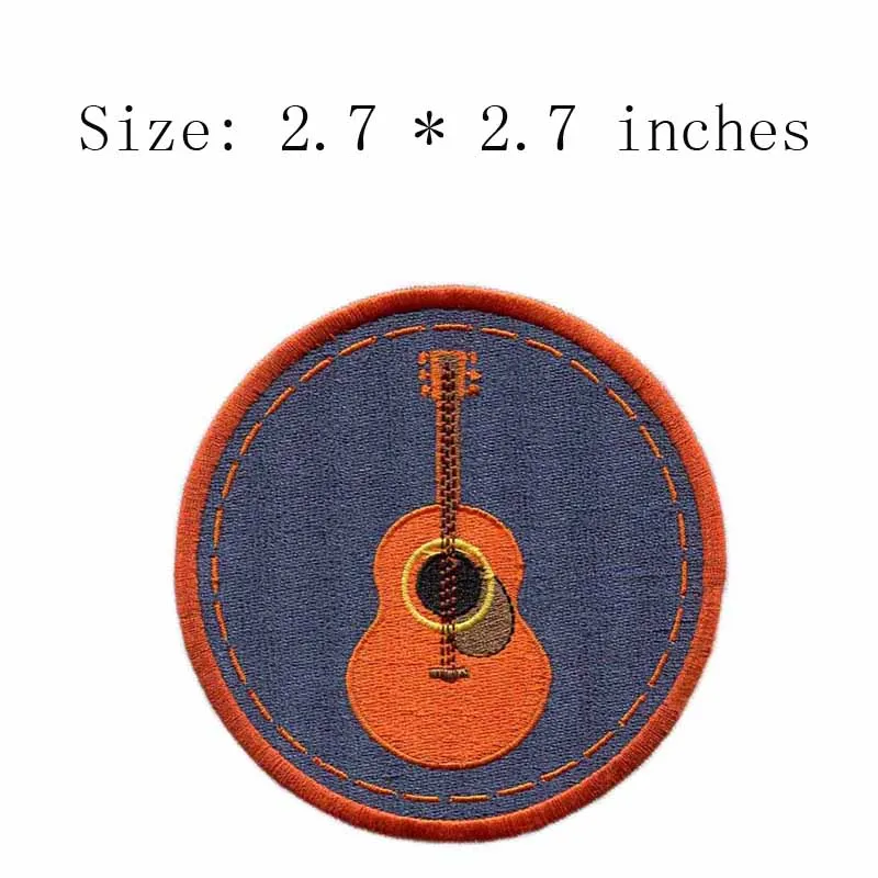 Guitar circle emboridery patch 2.7" wide /Music/symbolize/iron on