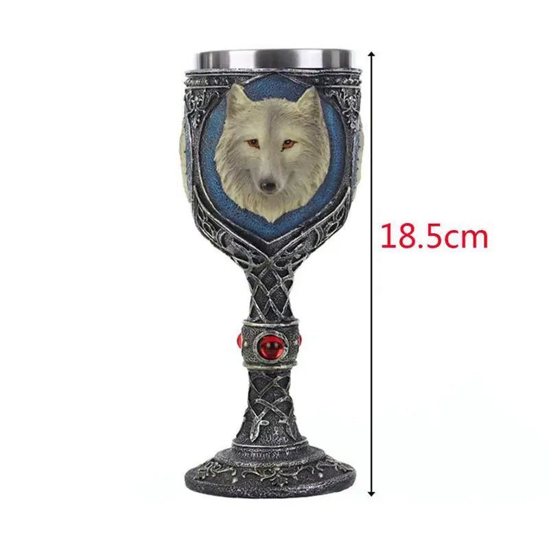 New-Deco Goblet Wine Goblet Gothic Resin Stainless Steel Liner Insulated Mug Cup Decorative Cup for Halloween, Carnival, Carni