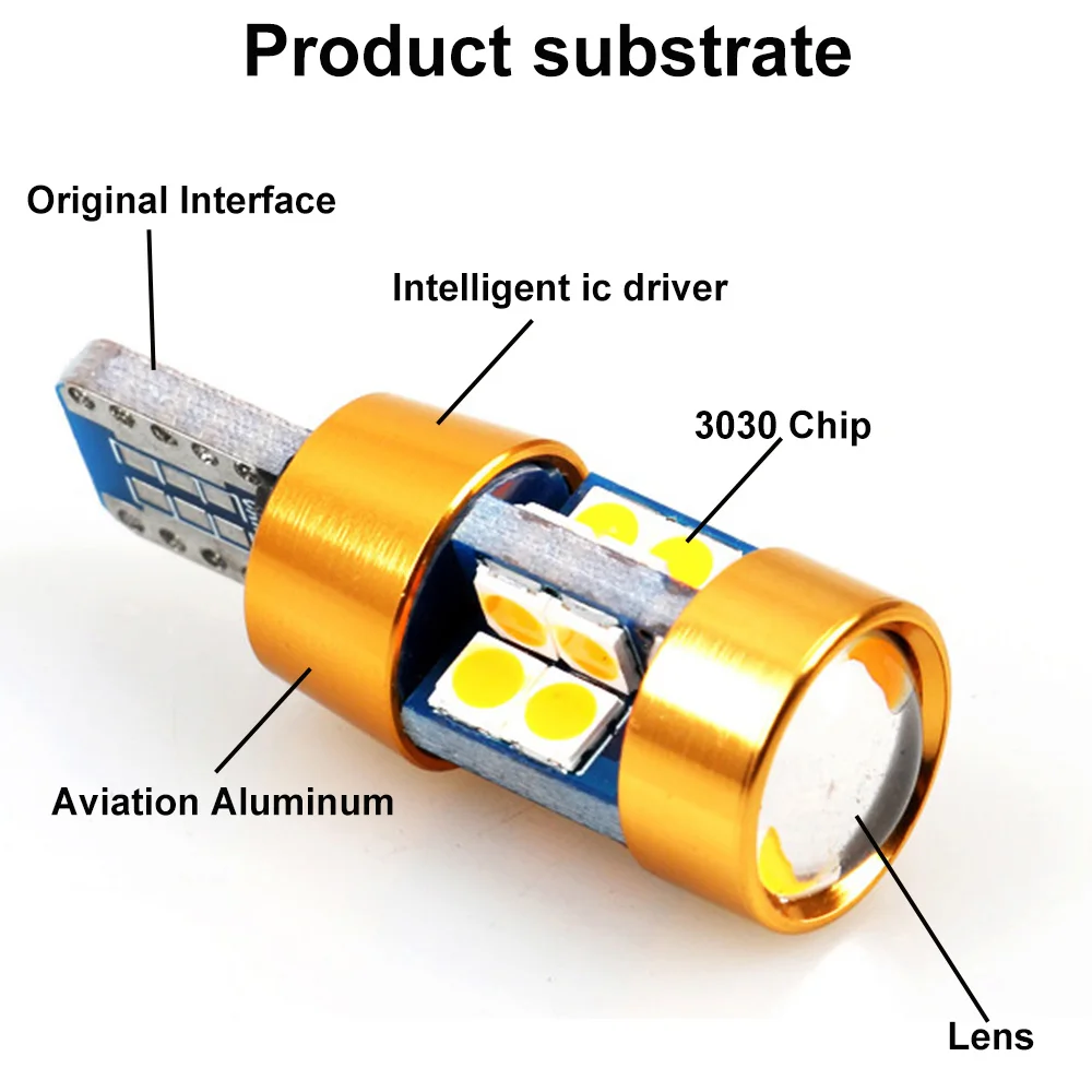 

2PCS/set T10 LED DRL W5W 10W Canbus LED Bulbs 12V 194 3030 car Sidemarker Parking Width Light Auto Reading Lamps
