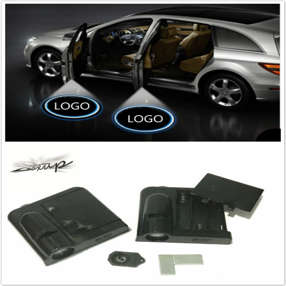 

Maxup a pair LED Wireless Car Door Welcome Logo emblem Lights No Drill Type Badge For Toyota For Honda logo All models