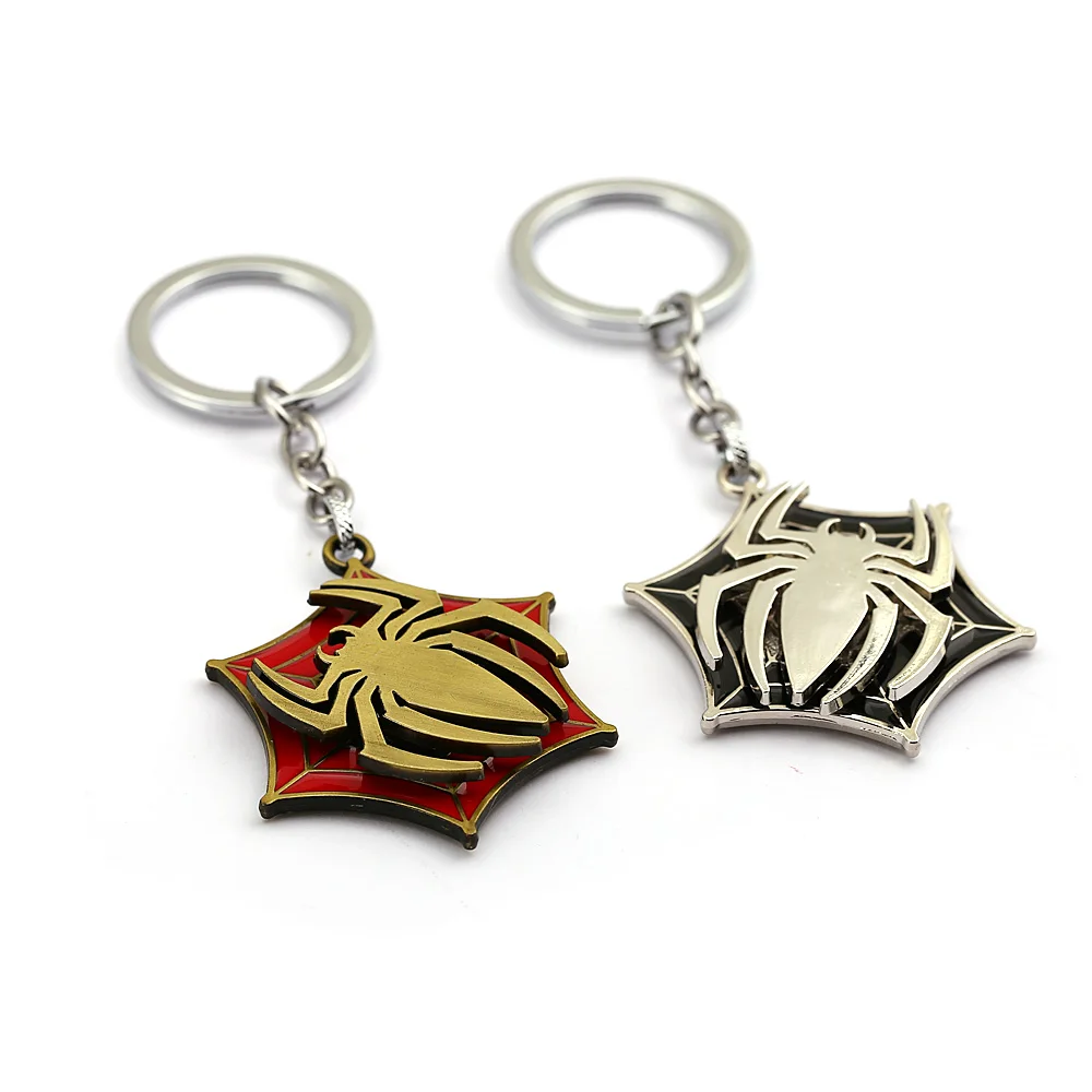 Marvel Avengers Spider-Man Logo Rotatable Alloy Key Chains Keychain Keyring
