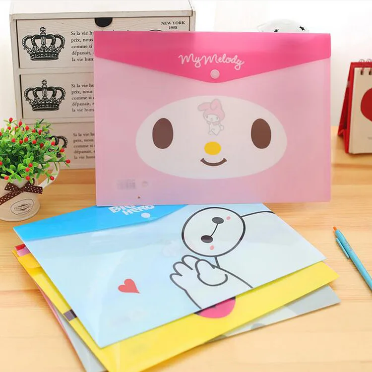 

South Korean students stationery hasp PVC file bag cute transparent plastic waterproof A4 portable paper folder