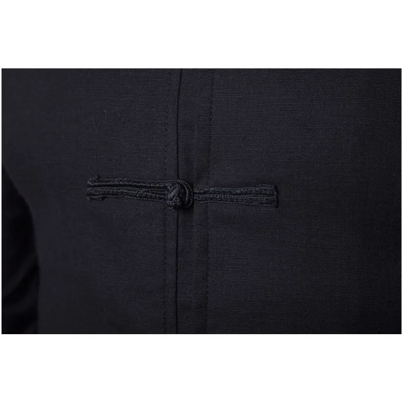 Skup New Arrival mężczyźni chińska tradycja stylowa koszula Mans Solid Color Mandarin koszule kołnierzykowe z długim rękawem bawełniana lniana koszula na co dzień