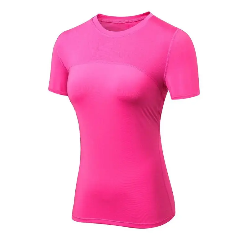 Women Professional Quick Drying Fitness T shirts Casual Solid Color T
