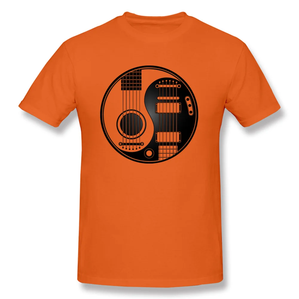 Acoustic Electric Guitars Yin Yang Tops Shirt Brand Round Neck T-Shirt Family Short Sleeve Cotton Fabric Mens T Shirt Acoustic Electric Guitars Yin Yang orange