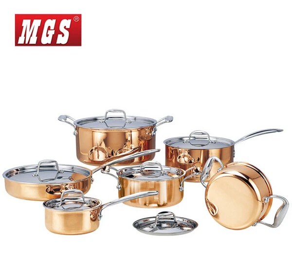Hot Sale 6 Pieces High quality Stainless Steel Copper Non stick Cooking Pots Set With Frying Pan