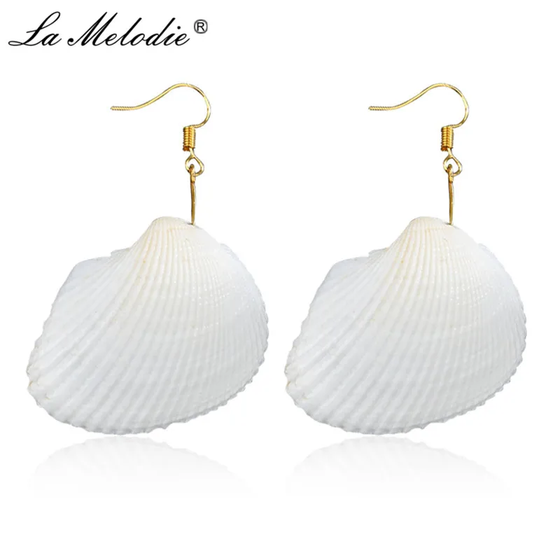 

New Handmade Ivory Color Shells Pendants Drop Earrings Summer Sea Beach Conch Dangle Earrings for Women Ear Jewelry Bijoux Femme