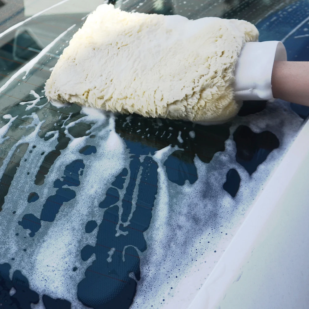 

Hot Selling Car Washer Double Wool Glove Car Cleaning Brush for Motorcycle Wax Polishing Washer Sponge Car Care Cleaning