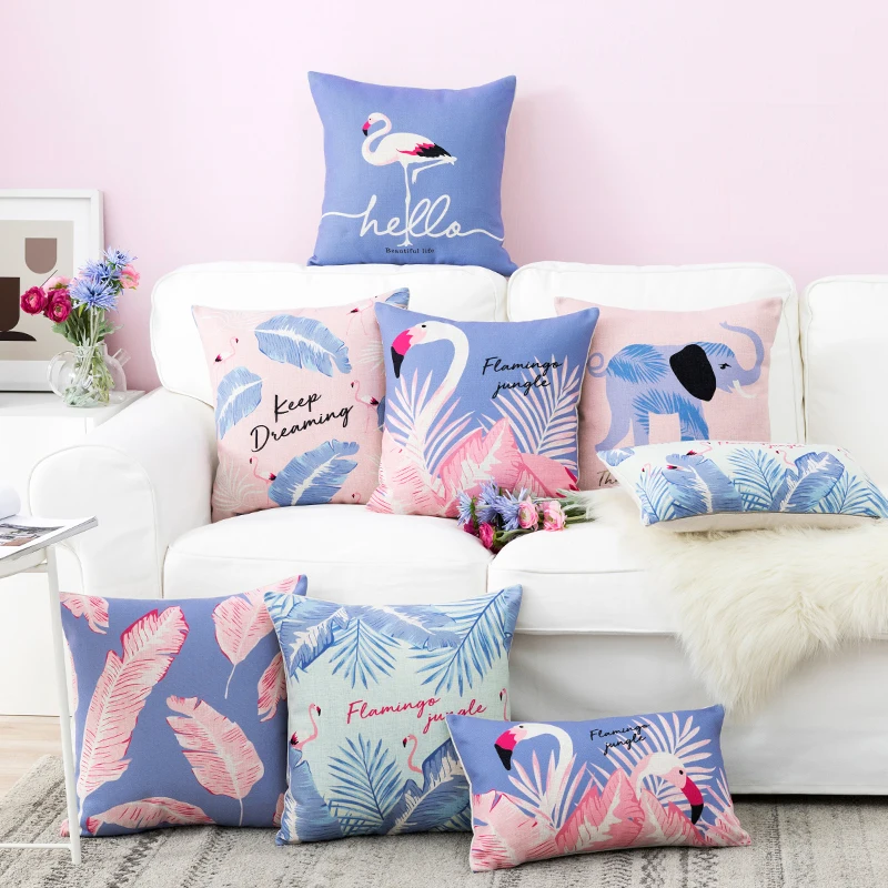 

Decorative cushion cover/Ins Net red Purple orchid Swan Feather cotton pillow/Wholesale and retail cushions/Marine style waist