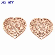 2122mm Fashion Copper 7 Colors Plated Heart Filigree Connectors Charm For Jewelry Making
