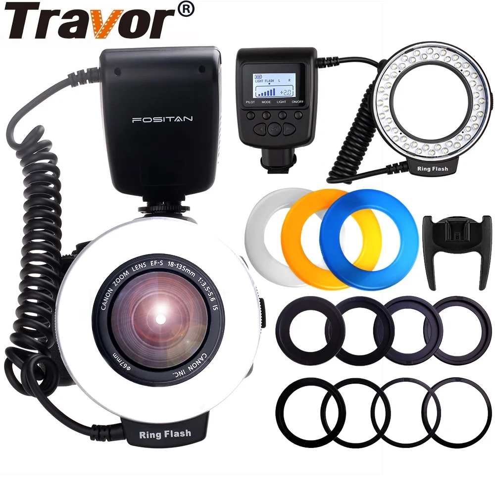 Travor кольцо Макро Вспышка Speedlite светодиодная кольцесветильник вспышка с 4