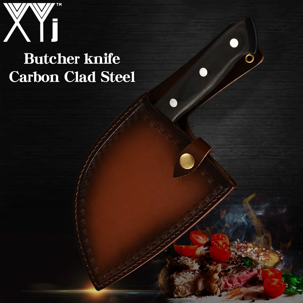 Kaufen XYj Handgemachte Geschmiedet Chinesischen Butcher Küche Messer High Carbon Stahl Koch Messer Knochen Chopper Full Tang Griff Messer Geschenk mantel