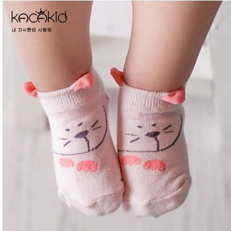 Лидер продаж нескользящие хлопковые носки для новорожденных теплые носки из хлопка детские носки на осень и зиму носки высокого качества для младенцев с персонажами мультфильмов - Цвет: PinkMice