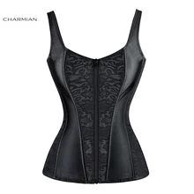 Charmian Sexy Women Waist Trainer Corset Lace and Satin Halter Corsets Body Shapewear Bustier Cincher Bustier Corselet Corpete