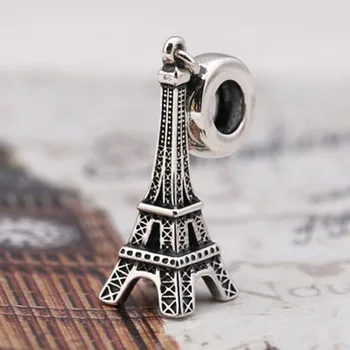 

New Luxury 100% 925 Sterling Silver Eiffel Tower Charm Beads Pendant Fit Original PAN Bracelet Authentic S925 Fine Jewelry