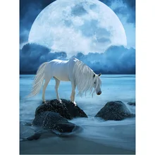 Алмазная Раскрашенная Вышивка крестом полный алмазный узор из смолы 5D DIY Алмазная вышивка Белая лошадь мозаика украшение дома YY(China)