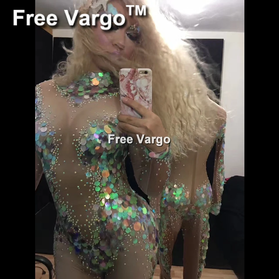 Burning Man Drag queen Русалка блесток комбинезон Женская одежда со стразами вечерние костюмы сценическое боди знаменитости Стразы Ro