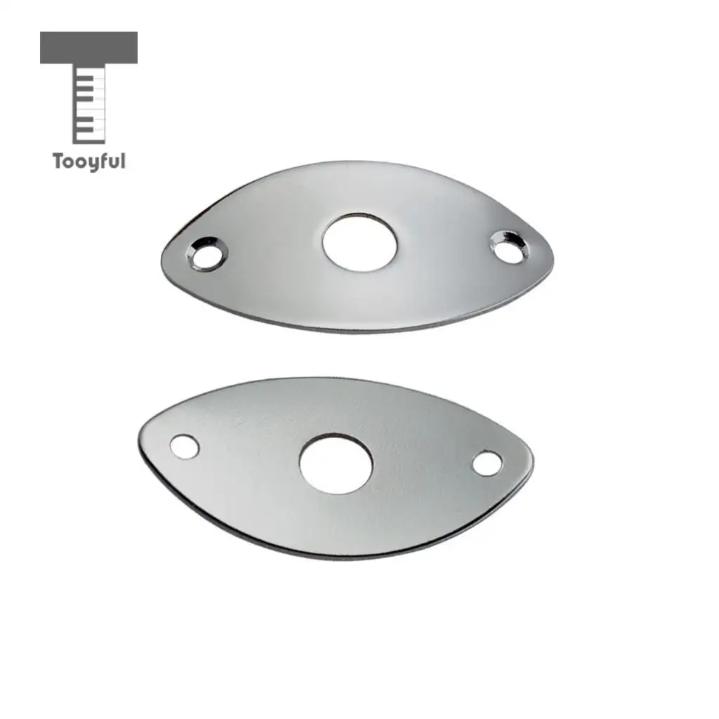 Tooyful 2pcs Metal Oval Curved Socket Jack Plate with Screws for Electric Guitar Bass Parts