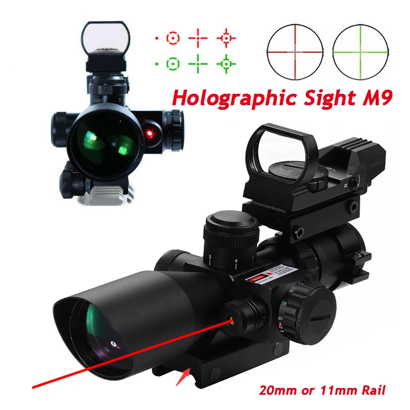 4 Reticle Holographic Sight 2.5 10 x 40 Red Laser Riflescopes Hunting