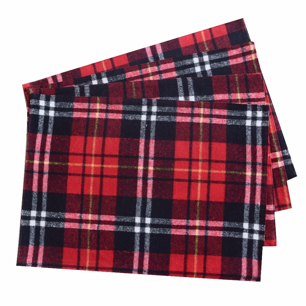 

Free Shipping Set of 4pcs Jacquard Design Red Plaid plaid Table Placemat 13"*18" Table decoration Mat